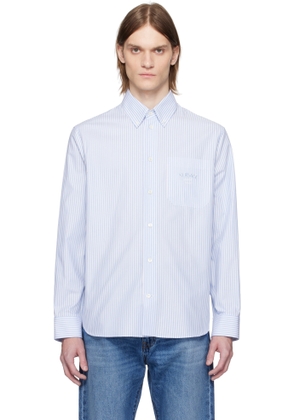 Versace Blue & White Informal Striped Poplin Shirt