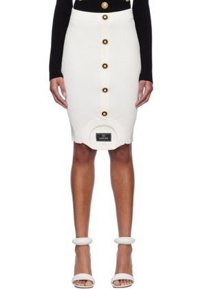 Balmain White Optical Illusion Ribbed Knit Miniskirt
