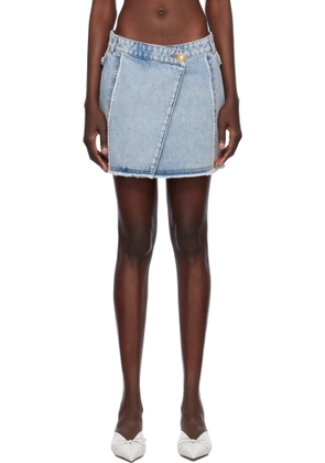 Balmain Blue Asymmetric Denim Miniskirt