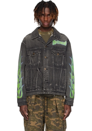 We11done Black Blaze Logo Denim Jacket