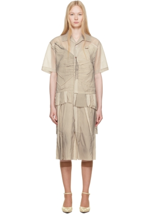 Maison Margiela Beige Paneled Midi Dress