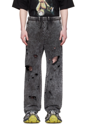 We11done Black Destroyed Jersey Sweatpants