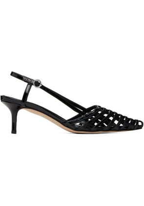Aeyde Black Helit Leather Slingback Heels