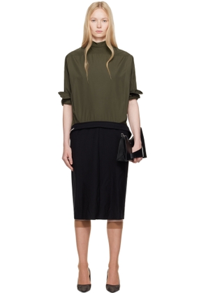 Maison Margiela Brown & Black Reversed Shirtdress Midi Dress