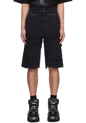 We11done Black Military Vintage Shorts