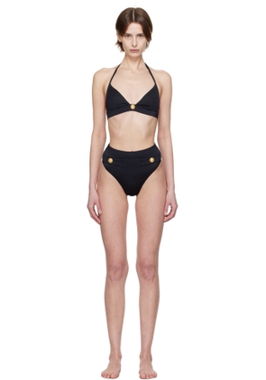 Balmain Black Button Triangle Bikini