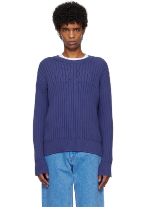 Marni Blue Cable Logo Crewneck Sweater