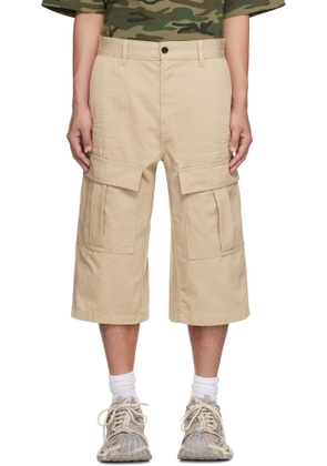 We11done Beige Cargo Chino Shorts