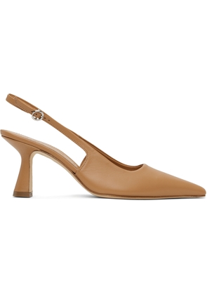 Aeyde Tan Fernanda Leather Slingback Heels