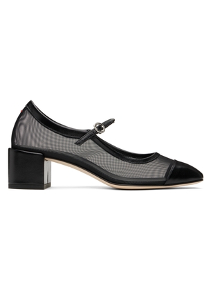 Aeyde Black Aline Mesh Mary-Jane Heels