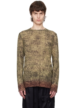 Dries Van Noten Khaki Printed Cotton T-shirt
