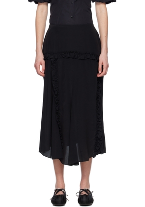 Simone Rocha Black Ruffle Frill Multi-Seam Midi Skirt