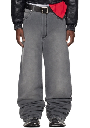 LU'U DAN Gray Wadded Stack Jeans