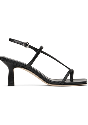 Aeyde Black Elise Leather Toe-Post Heeled Sandals