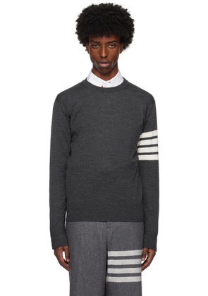 Thom Browne Gray Wool 4-Bar Sweater