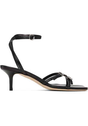 Aeyde Black Libby Leather Kitten Heeled Sandals