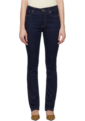 FRAME Blue 'Le High Straight Long' Jeans