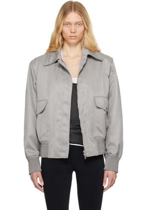 Stella McCartney Gray Boxy Collared Bomber Jacket