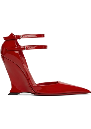 Ferragamo Red Vidya Wedge Heels