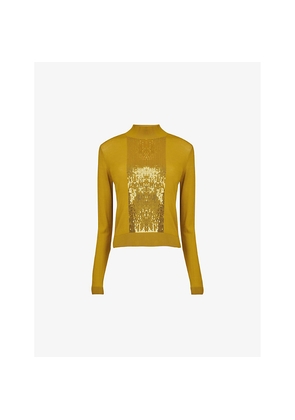 Womens Leem Sequin-Embellished Funnel-Neck Knitted Jumper