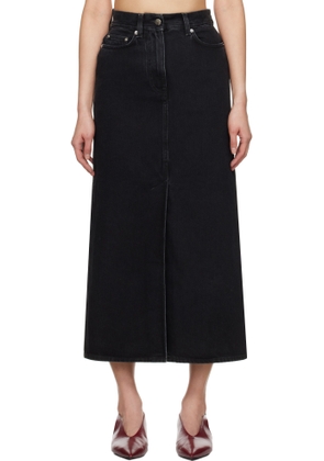 Loulou de Saison Black Rona Denim Maxi Skirt