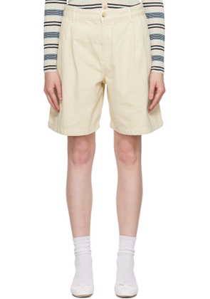 Maison Kitsuné Off-White Casual Pleated Bermuda Denim Shorts