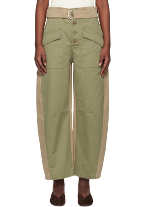 SEA NY Green & Beige Carolina Trousers
