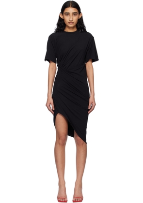Mugler Black Draped Pierced Day Minidress
