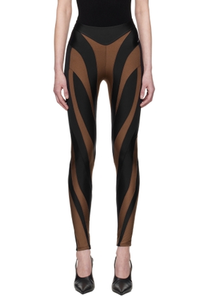 Mugler Brown & Black Shiny Lycra Leggings