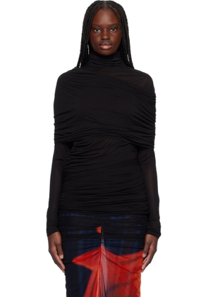 Mugler Black Ruched Blouse