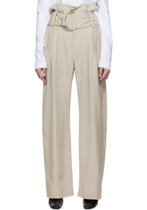 JW Anderson Taupe Gathered Waist D-Ring Trousers