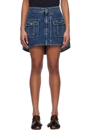 JW Anderson Blue Curved Patch Pocket Denim Miniskirt