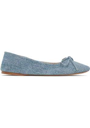 JW Anderson Blue Calf Suede Print Ballerina Flats