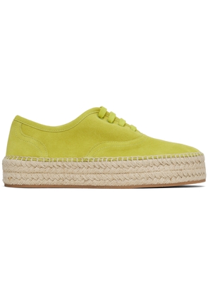 JW Anderson Yellow Suede Lace-Front Platform Espadrilles