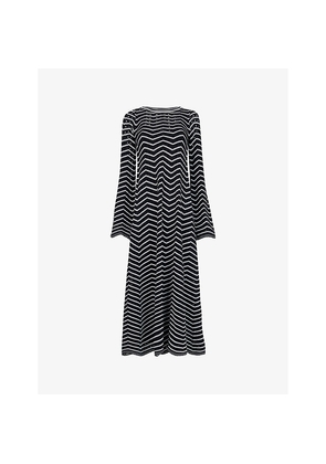 Womens Leem Jacquard-Pattern Knitted Midi Dress