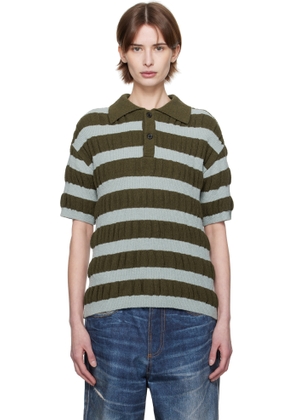 Andersson Bell Blue & Khaki Bubble Stripe Polo