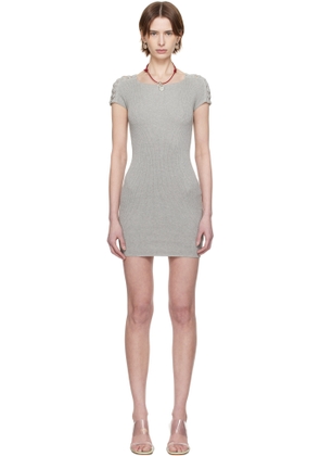 Isa Boulder Gray Knitted Shoulder Minidress