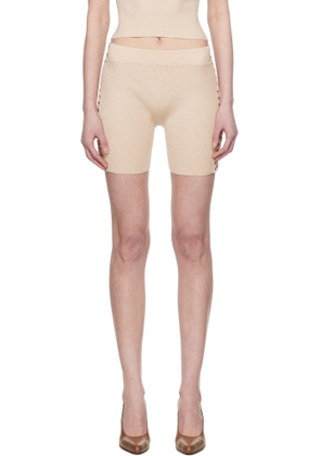 Isa Boulder SSENSE Exclusive Beige Ribbed High Waist Shorts
