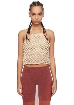 Isa Boulder SSENSE Exclusive Beige High Halter Neck Top