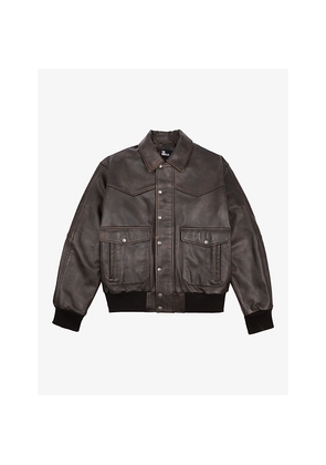 Mens The Kooples Flap-Pocket Oversized-Fit Leather Jacket