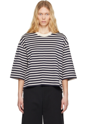 AMI Paris Navy & Off-White Loose Striped T-shirt