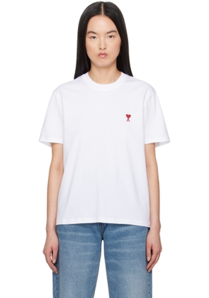 AMI Paris White Cotton Ami de Coeur T-shirt