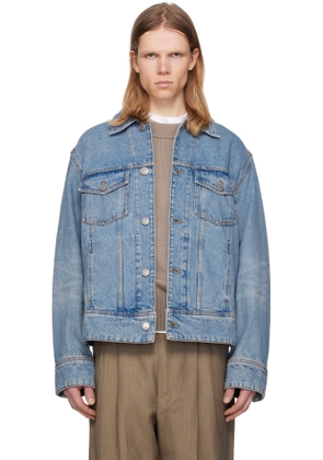 AMI Paris Blue Cotton 'Ami Paris' Denim Trucker Jacket