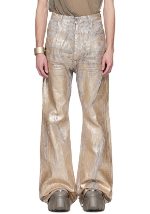 Rick Owens Gold Hollywood Bolan Bootcut Jeans