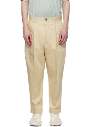 AMI Paris Beige Cotton Carrot Oversized Trousers