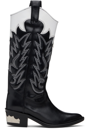 Toga Pulla Black & White Hard Leather Tall Boots
