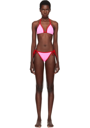 Hunza G Pink & Red Gina Contrast Bikini