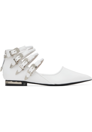Toga Pulla White Polido Multi Strap Ballerina Flats