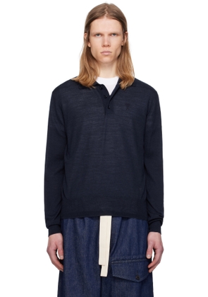 AMI Paris Navy Tonal Ami de Coeur Polo