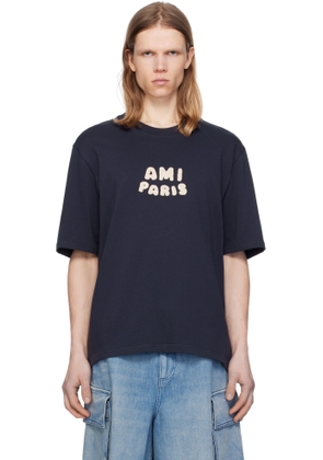 AMI Paris Navy Cotton 'Ami Paris' Patch T-shirt